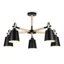 Люстра на штанге Ambrella Light Traditional Ambr_tr82211 5 ламп 7.86 м² цвет светлое дерево/черный