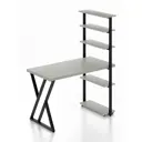 Стол Solarius loft с 5 полками столешница 40 мм 80x145x110 см черные металлические Z-образные ножки сосна цвет платиновый
