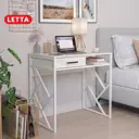Письменный стол Letta LМК1120602 80x76x51 см металл цвет белый, крафтовый дуб