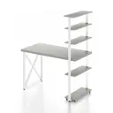 Стол Solarius loft с 5 полками столешница 40 мм 80x145x140 см крестообразные ножки сосна цвет платиновый
