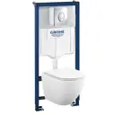 Комплект инсталляция и унитаз подвесной GROHE Rapid SL GH 39187001 безободковый, цвет белый