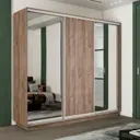 Шкаф-купе Мебельная Компания Е1 3 дверный 220x210x45 см зеркало 9 полок ЛДСП цвет крафтовый дуб