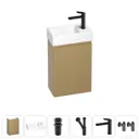 Тумба с раковиной подвесная Wellsee WC Area 20216894R с донным клапаном, сифоном, смесителем и вентилями цвет бежевый