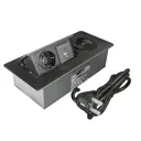 Розетка выдвижная встраиваемая Gls Complex D20735 с заземлением горизонтальная 2 USB беспроводная зарядка цвет черный