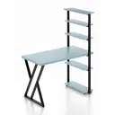 Стол Solarius loft с 5 полками столешница 40 мм 80x145x110 см черные металлические Z-образные ножки сосна цвет голубой
