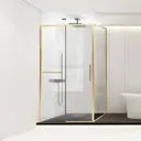 Душевой уголок Vincea Slim Soft VSR-1SS1014CLG прямоугольный 140x100см золото профиль эффект стекла прозрачный