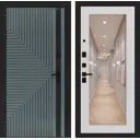 Входная дверь Labirintdoors Кредор левый 205x88см цвет серо-зеленый с патиной/сандал белый с зеркалом П18