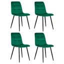 Комплект кухонных стульев 4 шт Dobrin Chilly a 005 46x46x55 см велюр цвет темно-зеленый ножки черные