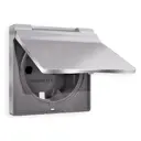 Накладка для розетки с заземлением со шторками и крышкой IP44 Ambrella volt Alfa AP5080 цвет сталь матовая