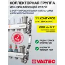 Коллекторная группа с расходомерами Valtec VTc.579.EMNX.0611 1"x3/4" евроконус 11 выходов нержавеющая сталь