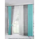 Тюль Colore caldo 6033/Бирюзовый-Серый-Белый на шторной ленте 270x570 см цвет зеленый