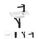 Мини-раковина для ванной или туалета Wellsee WC Area 202011822 с донным клапаном, сифоном и смесителем