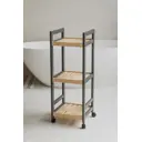 Стеллаж деревянный Pine на колесиках 34x92x33 см берёза цвет графит