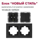 Блок розетка с выключателем встраиваемый Bylectrica Новый стиль РС16-525 С110-525 ЮЛИГ.735212.552 2 клавишии с заземлением цвет карбон