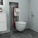 Комплект BAUEDGE NEO45700-GR-4455SQ-Q00010 6 в 1: инсталляция 45, унитаз со смывом торнадо Grossman Hurricane 3, сиденье, кнопка из стекла Dream белая