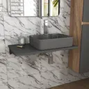 Комплект BAUEDGE BF1540: столешница кварц 80 см с кроншт, серый раковина Cerama 48x37, смеситель Hotel Still нерж.сталь, выпуск и сифон хром
