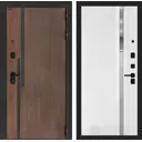 Входная дверь Лабиринт Кармина правый 205x88см цвет орех американский с патиной/белый софт с зеркалом П31