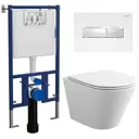 Комплект инсталляция с унитазом Bauedge 4501-7320-BK0001-HQ цвет белый сиденье микролифт