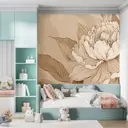 Фотообои флизелиновые Urban Style Пион бежево-коричневый UST5828, 200x180 см