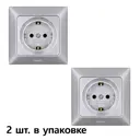 Розетка встраиваемая Ne-ad Aras 93-122-08 с заземлением цвет серебро