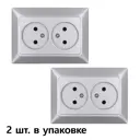 Розетка двойная встраиваемая Ne-ad Aras 93-122-75 цвет серебро