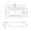 Ванна акриловая Helmken Edelva Y52795671P 150х70 комплект 4 в 1: прямоугольная ванна, ножки, черный подголовник и лицевой экран цвет черный