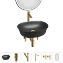 Раковина накладная для ванной Wellsee Brillant iCon 20218733R в комплекте для ванной комнаты овал 50x40 см цвет черный