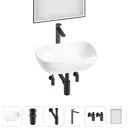 Раковина Wellsee air gap s 20218872R 50см цвет раковина 6 в 1: д/к, сифон, смеситель, вентили, зеркало