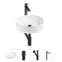 Раковина накладная для ванной Wellsee Coax 20213888R с донным клапаном, сифоном и смесителем круг 36x36 см цвет белый