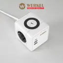 Удлинитель бытовой Werkel W6513501 3 розетки без заземления 1.5 м 3 USB с беспроводной зарядкой цвет белый