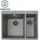 Мойка для кухни врезная KONSENSA 51x62 см глубина чаши 25 см кварц цвет серый