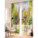 Комплект штор на ленте At Home Балкон с цветами 150x260 см блэкаут цвет белый/синий/коричневый/голубой AA900691