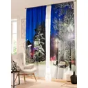 Штора на ленте At Home Зимний вечер в парке 150x260 см блэкаут цвет белый/голубой/черный/фиолетовый AA900713