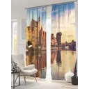 Комплект штор на ленте At Home Город на реке 150x260 см блэкаут цвет синий/коричневый/голубой/черный AA900823