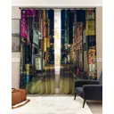 Комплект штор на ленте блэкаут At Home Ночной Токио 150x260 см цвет синий/красный/желтый/голубой/черный AA900797