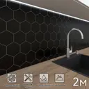 Стеновая панель глянцевая Фартукофф Черный гексагон 200x60x0.1 см ПВХ цвет разноцветный