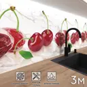 Стеновая панель Фартукофф Ледяная вишня 300x60x0.15 см ПВХ цвет белый/красный