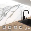 Стеновая панель матовая Фартукофф Мрамор Каррара 300x60x0.15 см ПВХ цвет серо-белый