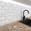Стеновая панель матовая Фартукофф Мраморная плитка 200x60x0.15 см ПВХ цвет серо-белый