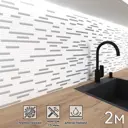 Стеновая панель Фартукофф Плитка металлизированная 200x60x0.15 см ПВХ цвет серо-белый