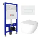 Комплект 3 в 1 инсталляция Enio Tecnico 52 унитаз подвесной Enio Indigo EN2870533 с кнопкой белой Rettangolo
