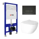 Комплект 3 в 1 инсталляция Enio Tecnico 52 унитаз подвесной Enio Indigo EN2870533 с кнопкой черной Rettangolo
