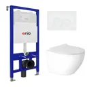 Комплект 3 в 1 инсталляция Enio Tecnico 52 унитаз подвесной Enio Indigo EN2870533 с кнопкой белой Rotondo