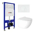 Комплект 3 в 1 инсталляция Enio Tecnico 52 унитаз подвесной Enio Indigo EN2870533 с кнопкой белой Geometria