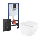 Комплект инсталляция с унитазом Grohe Uno черная кнопка 556530 цвет белый