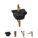Раковина накладная подвесная Lavinia Boho Bathroom Sink 34x36 20216661R с донным клапаном, сифоном и смесителем цвет золото