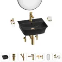Раковина накладная подвесная Lavinia Boho Bathroom Sink 45x40 20219974R в комплекте для ванной комнаты цвет золото