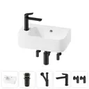 Раковина накладная подвесная Lavinia Boho Bathroom Sink 45x27 20216482R с донным клапаном, сифоном, смесителем и вентилями цвет матовый черный