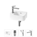 Раковина накладная подвесная Lavinia Boho Bathroom Sink 37x25 20216533R с донным клапаном, сифоном и смесителем цвет хром