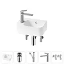 Раковина накладная подвесная Lavinia Boho Bathroom Sink 37x25 20216537R с донным клапаном, сифоном, смесителем и вентилями цвет хром